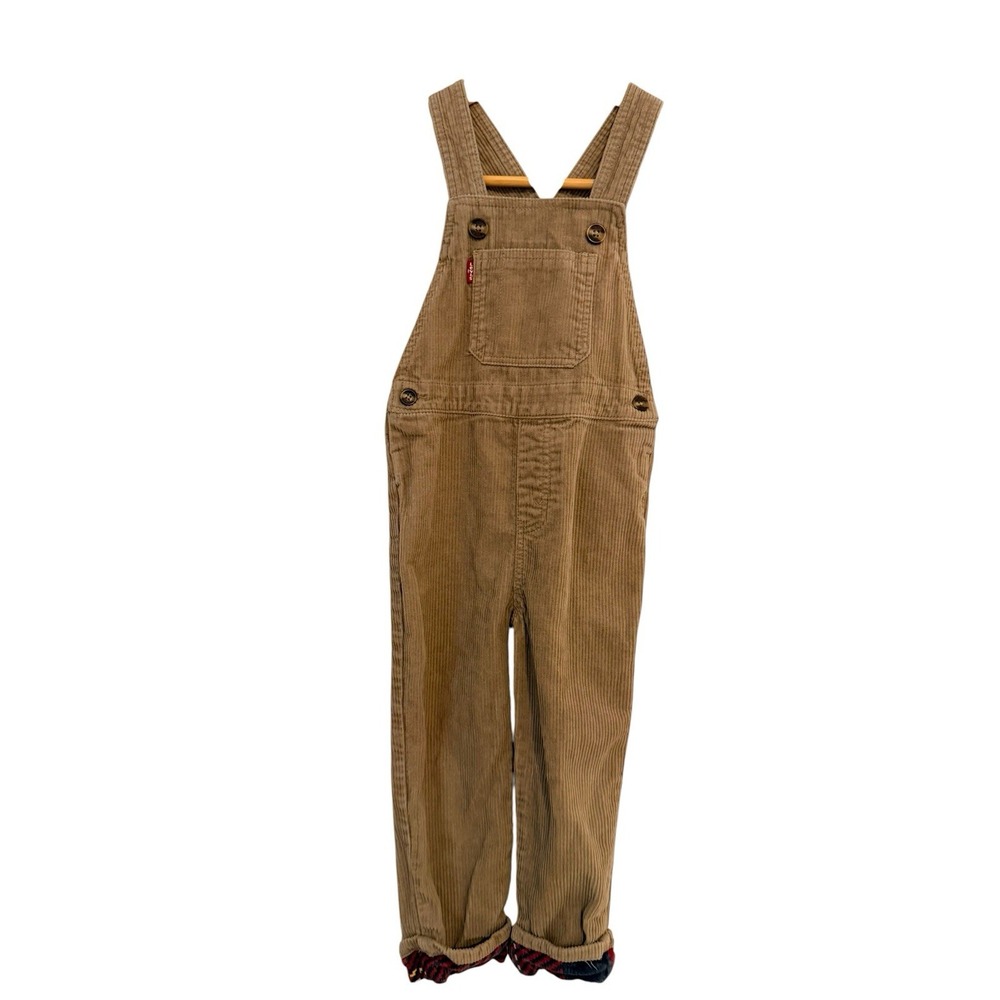Levi's Kids Corduroy 100% Cotton Khaki Tan Brown Overalls Size 4T